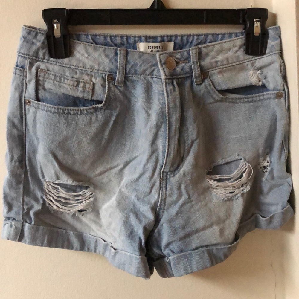 High waisted ripped jeans shorts